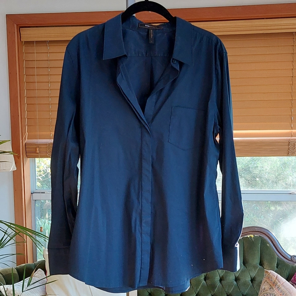 Navy long sleeve work blouse